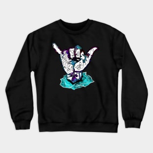 Hang Loose - hand signal and rose design Crewneck Sweatshirt